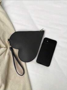 Simple And Elegant Women's Heart Handbag/Clutch - 黑色 - 查看 4