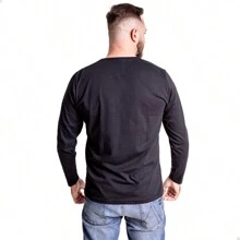 Kit 3 Slim Long Sleeve T-Shirts Daily Comfort Cotton - 黑色 - 查看 5