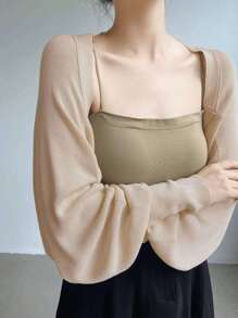 1pc Plain Knitted Cardigan Shawl Coverup Jacket For Women, Spring Summer - Multicolor - View 8