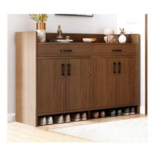 Zapatera Madera Organizador Modernos Con 4 Puertas 120*100cm - Marrón - Ver 1