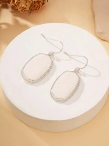 1 对吊式耳环，奢华欧美风格不对称椭圆设计，铜色，适合日常、约会和度假佩戴 - 耳環 - 查看 1