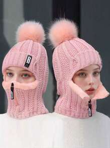 1 pieza Conjunto de gorro de punto y guantes de punto con protección de oreja, unisex, de moda casual y cálido para otoño/invierno, adecuado para uso diario, viajes al aire libre, senderismo, esquí, ciclismo, escalada, decoración de otoño