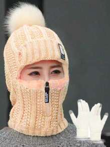 1 pieza Conjunto de gorro de punto y guantes de punto con protección de oreja, unisex, de moda casual y cálido para otoño/invierno, adecuado para uso diario, viajes al aire libre, senderismo, esquí, ciclismo, escalada, decoración de otoño