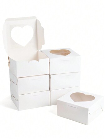 Set de 5 piezas/10 piezas Caja de postre del Día de San Valentín, Caja de ventana de corazón transparente, Caja de macarrones y caramelos, Caja de galletas, Caja cuadrada para cupcakes