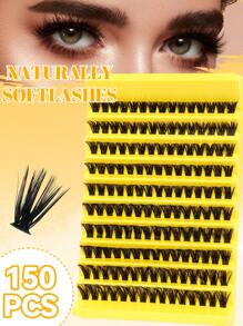 150 件假睫毛延长套装 C 卷曲 10-16 毫米混合长度睫毛簇自然假睫毛戏剧卷曲睫毛延长化妆日常佩戴 - C - 查看 6
