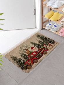 1 件亚麻橡胶门垫、圣诞装饰垫、厨房地垫、节日地毯；圣诞快乐门垫、前廊节日装饰垫、冬季防滑入口、室内亚麻地毯、定制 - 卡其色 - 查看 11