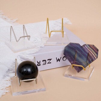 1pc Mineral Display Stand - Sturdy Metal & Acrylic Base For Displaying Mineral Specimens, Fossils, And Crystals - Multipurpose Holder For Rocks, Agate, Crystals And Stones, Also Works As A Phone Stand Decoration, Home Decor, Room Decor Gifts Birthday Graduation