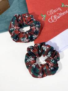 2 件雪花圣诞街头风格涤纶圣诞欢快发圈，节日发饰发带