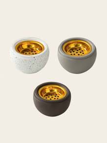 1pc Spherical Cement Portable Incense Burner, Black/Grey/White, Minimalist Modern & Natural Style, Rock Surface Effect, Arabian Incense Holder For Home, Office, Hotel, Halloween, Festival Decorations Decor Gifts Birthday Graduation - Multicolor - View 11
