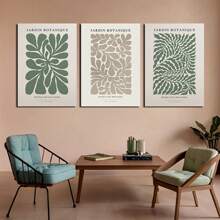 3 件套装饰艺术现代简约植物帆布艺术印刷品无框绿色调风景墙面装饰适用于客厅、卧室、家庭办公室室内/室外植物插图海报 - 彩色 - 查看 1