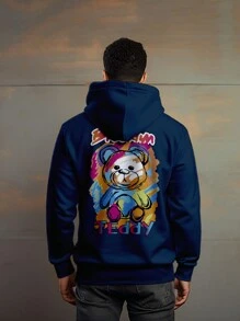 Brooklym New York Anime Oversize Premium Cotton Bear Sweatshirt Cang 0272 NERD VEST - 藏蓝色 - 查看 4