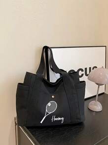 Customized Personalized Gift Bag With Tennis Racket Pattern Text, Suitable For Carrying Memories In Handbags, Waterproof Shopping Bags, Storage Bags, And Super Linen Handbags. Suitable For Weddings, Birthdays, Beaches, And Holidays, It Is The Best Gift For Women, Mothers, Teachers, Friends, Bridesmaids, And Students. On Mother's Day, Send Your Mother; On Nurse's Day, Send Your Nurse; On Brazilian Valentine's Day, Send Your Wife And Girlfriend.