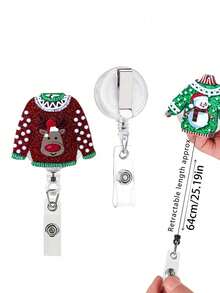 1 chiếc, Kiểu áo len Giáng sinh, Ông già Noel, Người tuyết, Nai sừng tấm, Giá đựng thẻ có thể thu vào, Xoay 360°, Thích hợp làm giá đựng thẻ ID, Bác sĩ, Y tá, Giá đựng thẻ tên giáo viên, - Nhiều màu - Xem 2