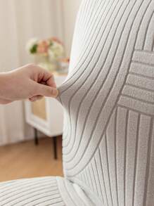 1PC, Swiss Roll, Dark Gray, L-Code Chair Cover, Four Seasons General, Elastic Non-Slip, Computer Chair Cover, Home General, L Code, Office, Stool Cover, Universal Backrest, Chair Cover - Light Grey - View 8