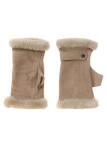 1 双舒适毛绒衬里半指手套，舒适柔软保暖衬里无指手套 - 厚实，保暖针织，柔软天鹅绒饰边，臂部保暖器，毛茸茸的手套，时尚无指腕袖短袖，非常适合秋冬季户外活动、骑自行车、徒步旅行、办公室防寒保暖手套 - 彩色 - 查看 9