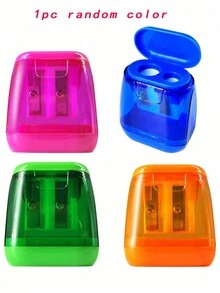 1 cái/2 cái/4 cái Gọt bút chì bằng nhựa có 2 lỗ, Gọt bút chì thủ công trong suốt nhiều màu sắc để phác thảo, Màu ngẫu nhiên - Nhiều màu - Xem 12