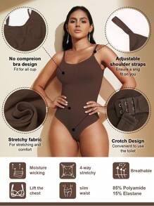 1pc Women Seamless Shapewear Bodysuit, Thong Bottom, Slimming Shaping Bodysuit, Tummy Control Bodysuit, Shapewear, Waist Trainer - Brown - View 8