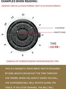 DOM 1 chiếc đồng hồ nam mặt tròn màu đen, đồng hồ thạch anh cá tính, công nghệ từ tính độc đáo, hiển thị thời gian bằng hạt cườm thời trang, quà tặng cho phái mạnh, phù hợp cho cả đeo hàng ngày và những dịp đặc biệt, phụ kiện thời trang thiết yếu. - màu đen - Xem 9