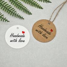 100PCS Handmade Kraft Paper Gift Tags With Letter "Handemade With Love" - For Birthday, Parties, Holidays, Wedding Decor & Crafts