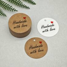 100PCS Handmade Kraft Paper Gift Tags With Letter "Handemade With Love" - For Birthday, Parties, Holidays, Wedding Decor & Crafts