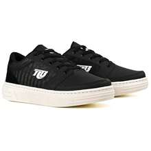 Men's Casual Skater Sneakers Comfortable Lace-Up Low Top Shoes + Socks - 黑色 - 查看 3
