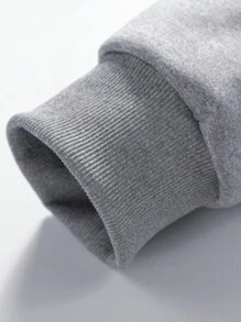 Moletom Masculino Casual com Capuz e Zíper Parcial, Forrado em Fleece, Grosso, Outono/Inverno