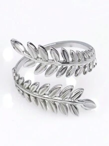 1 件优雅小麦设计不锈钢可调节开口戒指，女士时尚戒指，适合婚礼、派对、日常佩戴 - 彩色 - 查看 13