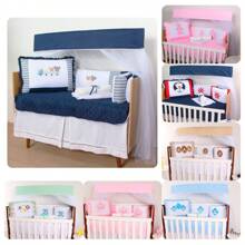 10 Piece American Crib Kit With Embroidered Side Protector For Boys And Girls - Marine Saf Train - View 1