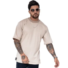 Men's Oversized T-Shirt Cotton 30.1 Premium Hip-Hop - 米色 - 查看 3