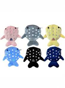 1 件女式可爱卡通鲨鱼形毛绒零钱包、钥匙包、钥匙扣包吊坠，是送给女朋友或好朋友的理想礼物，汽车配件包饰背包，适合学校哥特 Y2k - 灰色 - 查看 5