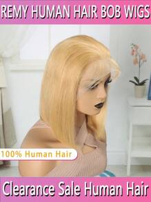 200% 13X4 HD Lace Frontal Wig Glueless Blonde Bob Wigs Human Hair Lace Frontal Wigs 613 Blonde Short Straight Bob Hair Wigs For Women Transparent Lace Frontal Human Hair Wigs