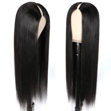 22Inch V Part Wigs Human Hair Straight Brazilian Human Hair Wigs For Black Women Upgrade U Part Wigs No Sew In NO Glue 150% Density Mixed Protein Hair Natural Color Short Bob Wigs(8inch)
