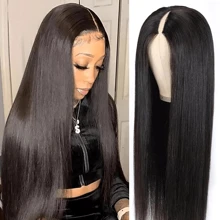 22Inch V Part Wigs Human Hair Straight Brazilian Human Hair Wigs For Black Women Upgrade U Part Wigs No Sew In NO Glue 150% Density Mixed Protein Hair Natural Color Short Bob Wigs(8inch)