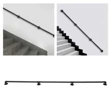 Handlauf Treppe, 2,4m Treppengeländer Schwarz, Handläufe für Treppen Treppengeländer Innen und Außen, Handlauf Geländer für Treppen Balkon - Schwarz - Übersicht 7