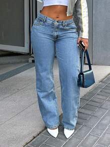 Celana Jeans Wanita Kasual Serbaguna Model Lurus Terlaris - Medium Wash - View 3