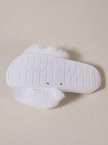 Furry Slippers Faux Fur Slippers Stylish Open Toe Girls Sandals Outdoor Indoor Can Wear Furry Slippers - 白色 - 查看 6