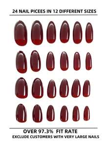 时尚店，24 件杏仁指甲，按压指甲中号，黑色指甲，经典法式风格搭配银色闪亮线条覆盖全套指甲，适合女性和女孩约会，提升您的外观，适合搭配毛衣 - 彩色 - 查看 2