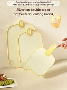 1PC Multifunctional Double-Sided Cutting Board, Kitchen Can Hang Anti Slip Thickened Classification Cutting Board, Vegetable, Fruit And Meat Cutting Board - Yellow - View 9