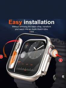 Huastonband 1個Ultra風格PC硬質材質螢幕保護保護殼，適用於Ultra3 SE S10 S9/8/7/6/5/4/3/2/1系列，38mm 40mm 41mm 42mm 44mm 45mm 49mm智慧手錶配件，男女通用，適合夏季海灘活動、派對必備，母親節、教師節、畢業同學禮物 - 黑色 - 查看 8