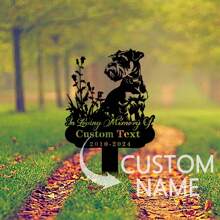 1 件金属门牌号标牌，定制名称金属心形蝴蝶纪念桩，定制迷你雪纳瑞纪念桩金属标牌，个性化雪纳瑞金属名称标牌带桩，狗宠物金属桩标牌装饰