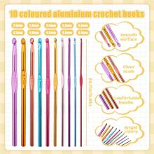 54/100 pièces Set de crochets métalliques, crochets à tricoter en aluminium de couleurs assorties et divers outils pour un artisanat et un tricotage créatifs (couleur aléatoire)