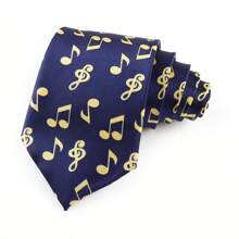 ZONFAZ 1pc Men Musical Note, Music Sheet, Piano Keys, Playing Card Pattern Business Fashion Necktie, 8cm Width Satin Texture, Suitable For Music Performance, Ceremony, Wedding, Party Matching