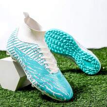 SUNAIS Men's Soccer Shoes High-Top Soccer Cleats Outdoor Breathable Athletic Professional Spikes Football Shoes Unisex - White - View 5