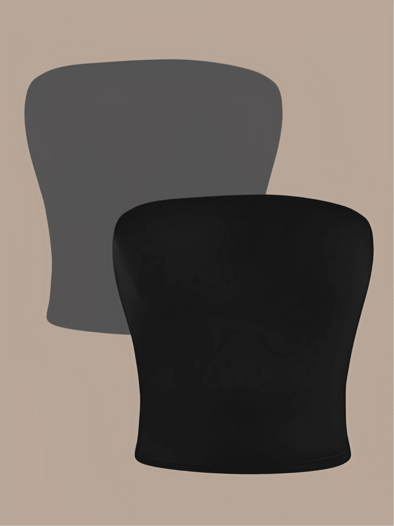 2 Women's Cropped Tube Top Without Straps And Without Basic Pads Double Layer Of Suplex Slim Fit Shaper Strapless - 灰色 - 查看 1