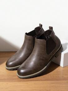 New Stock Arrival Men's Chelsea Boots Minimalist Slip-On Refined  Ankle Boots - 咖啡棕 - 查看 4