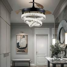 42"  Fandeliers With Lights Dimmable Crystal Ceiling Fan With Lights Individual 3 LED Color Change With Timi Memory Function - Black - View 5