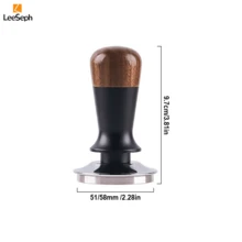 1 dụng cụ nén cà phê Espresso, dụng cụ nén lò xo hiệu chuẩn áp suất đồng đều 51/58mm, dụng cụ nén cà phê có tay cầm bằng gỗ óc chó, dụng cụ nén cà phê Espresso cầm tay có đế ren bằng thép không gỉ, phụ kiện pha cà phê Espresso - Nhiều màu - Xem 2