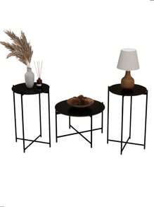 Inaugurates Furniture Kit Of 3 Side Coffee Tables, Auxiliary Living Room, Corner Sofa, Industrial Style - màu đen - Xem 1