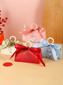 多色烫印纸质礼品盒，欧式三角仿珍珠花手持糖果盒、松饼、蜡烛、珠宝礼品包装盒，适合母亲节、婚礼、生日、周年纪念日和节日派对。 - 彩色 - 查看 5