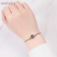 MISEFF 1 pieza Genuino Colgante de plata de ley 925 joyas con cuentas talladas de luna y estrella, regalo creativo para hacer joyas finas DIY para mujeres